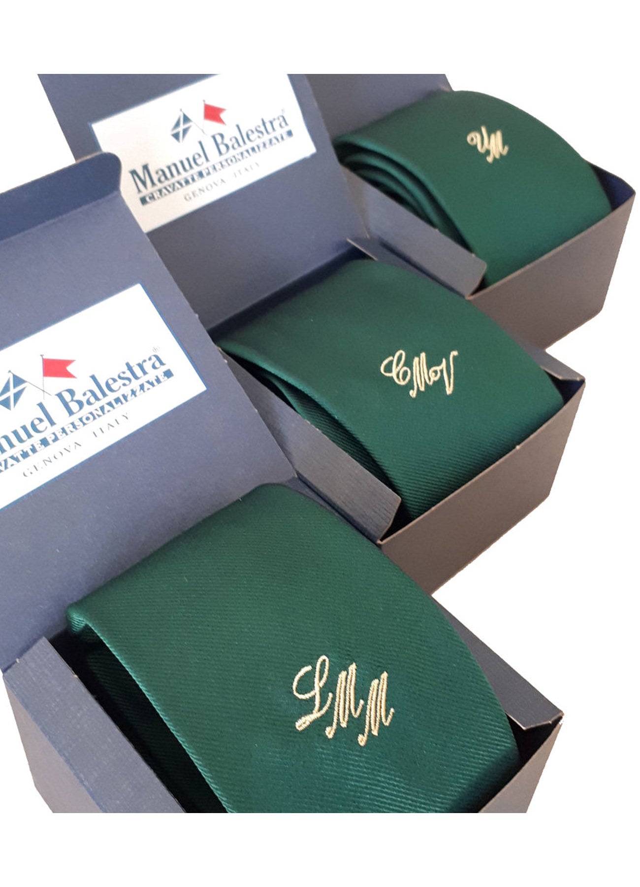 Cravatta in Seta con il Monogramma delle Iniziali Ricamato