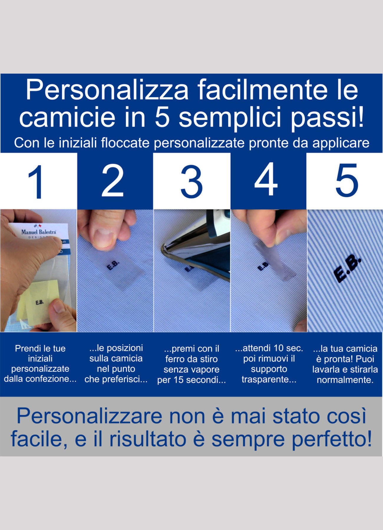 Iniziali per camicie stile "Botticelli" personalizzate pronte da applicare