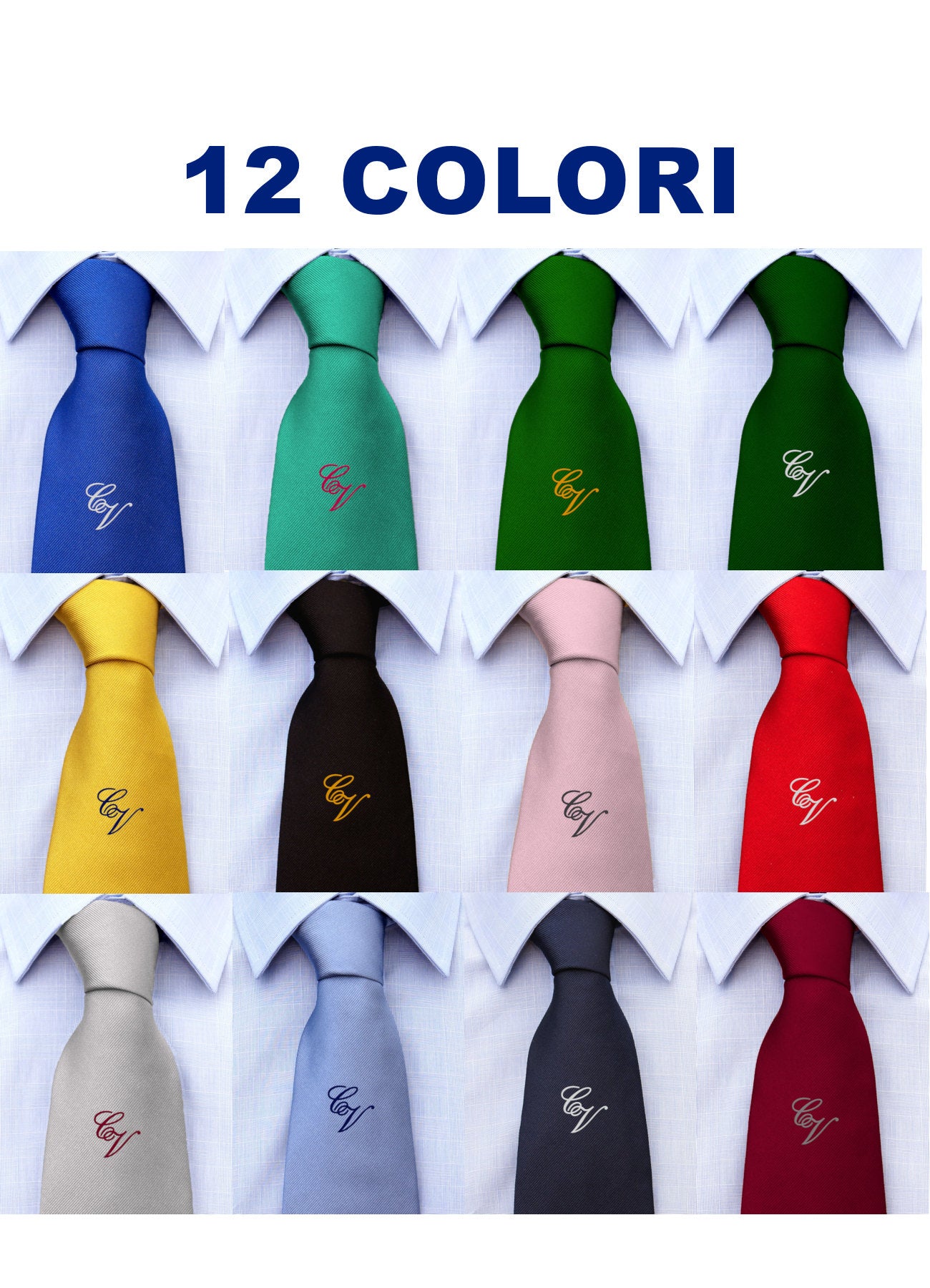 Cravatta con il Monogramma delle Tue Iniziali in Corsivo