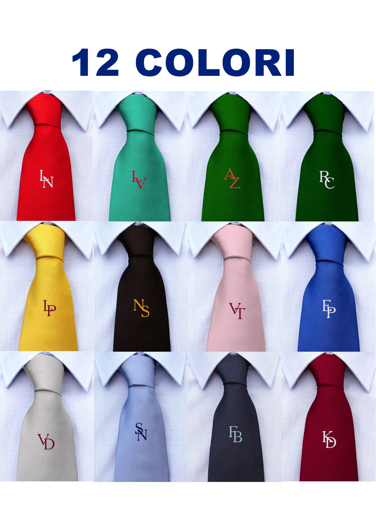 Cravatta con monogramma in stampatello stile "Caravaggio"